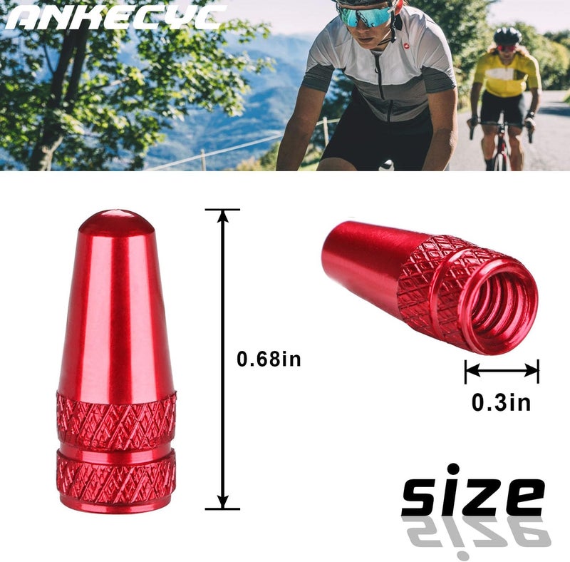 ANKECYC Red Aluminum Presta Valve Caps for Bike Tires – Fits Presta/French Valve Stems on MTB, Road, Hybrid & Mountain Bicycles – Durable Cycling Tire Stem Covers (4 Pack) - Image 2